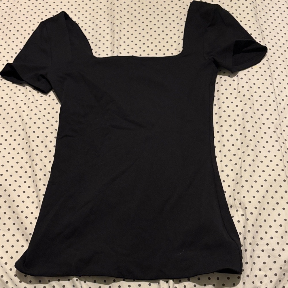 Aritzia Black Square Neck Blouse